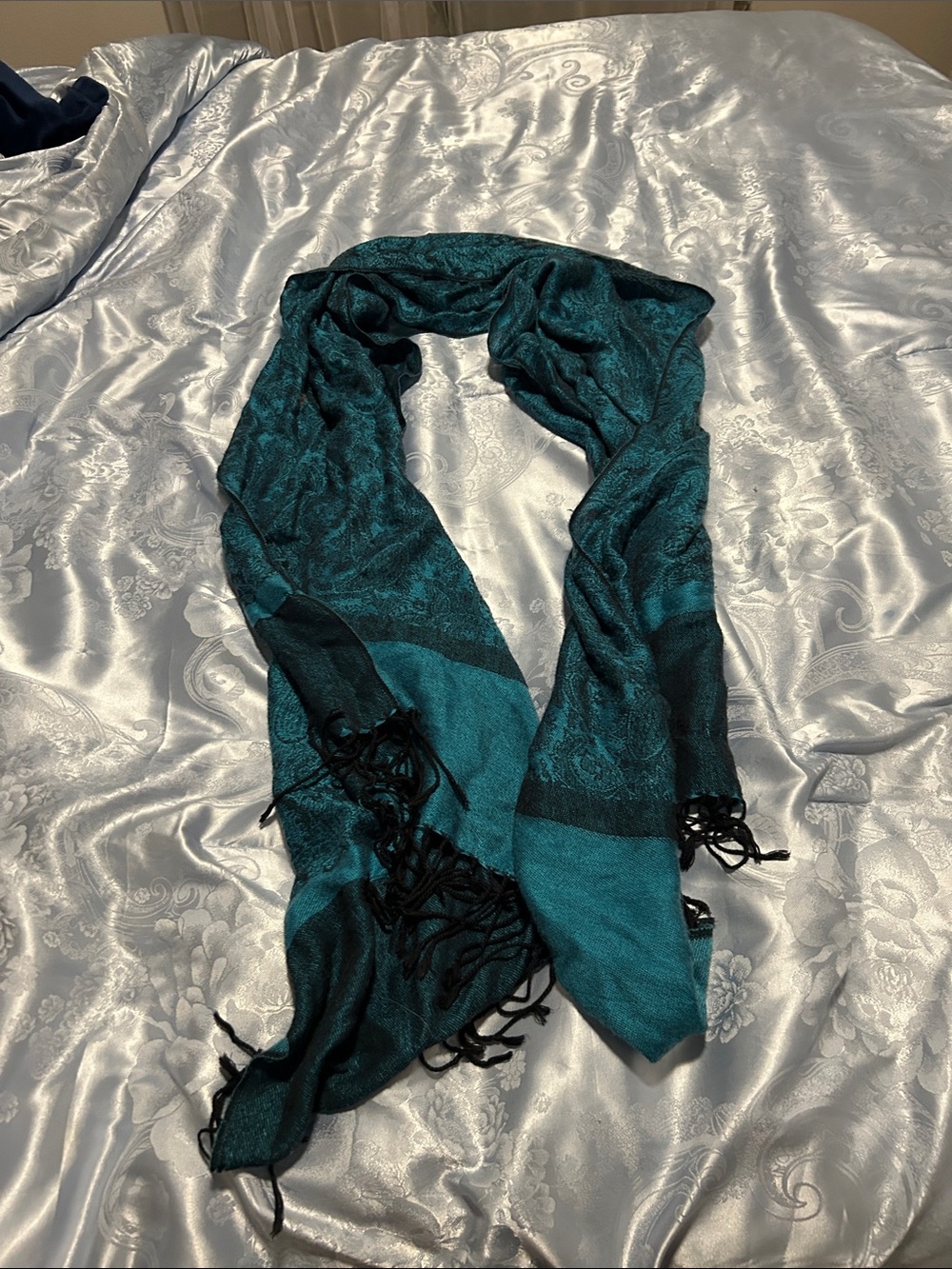 iHeartRaves Teal and Black Patterned Scarf Wrap